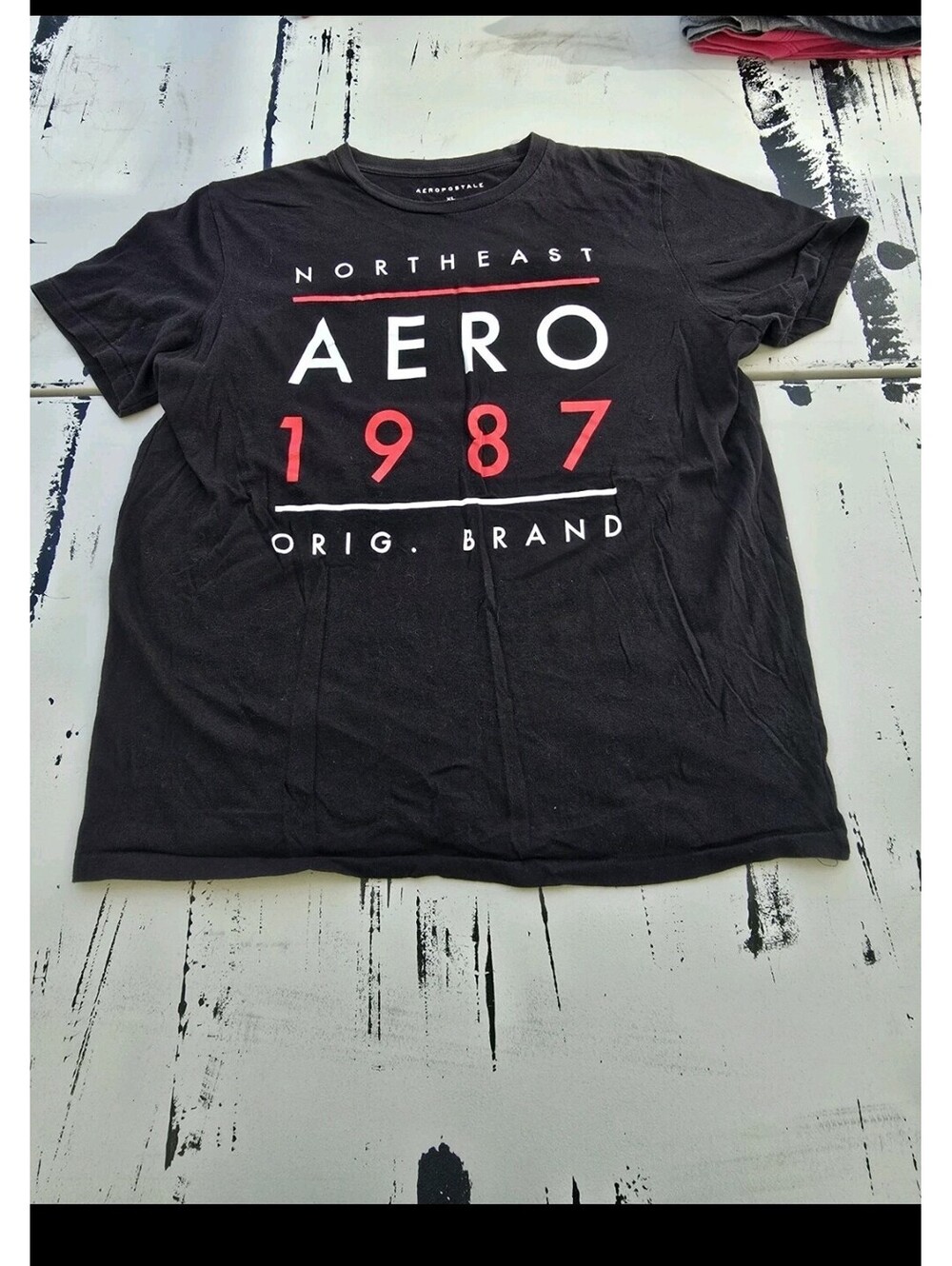 Aeropostale T Shirt Mens XL Black Graphic Tee Northeast Aero 1987 Short Sleeve